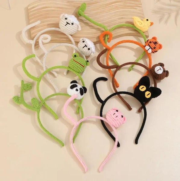 Favor de festas 20pcs de malha de malha faixa para a cabeça Handmade 3d Cartoon Hair Hoops Jungle Safari Zoo Bands Birthday Halloween Christmas Favors