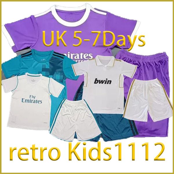 Retro Klasik Gerçek Kids Futbol Formaları Madrid Ronaldo 2012 2012 17 18 Benzema Marcelo Isco Carvajal Bale Sergio Ramos Çocuk Kız Kız Setleri Futbol Gömlek