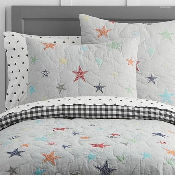 Bedding Sets Kids Applique Sky Stars Quilts para camas de cama 3pcs lavados folhas de cobertura de cobertura coberta cobertor de verão