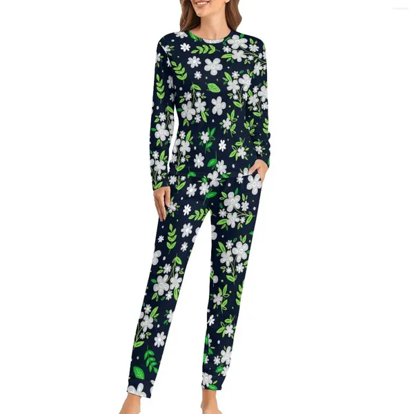 Abbigliamento per il sonno femminile Bellissimo pigiama floreale stampa floreale stampa soft pajama set femmini