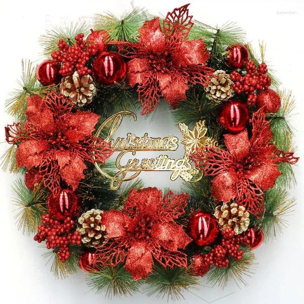 Fiori decorativi 1pc ghirlanda natalizia ghirlanda di fiori artificiale Pinecone simulato per decorazioni per feste di Natale della porta d'ingresso