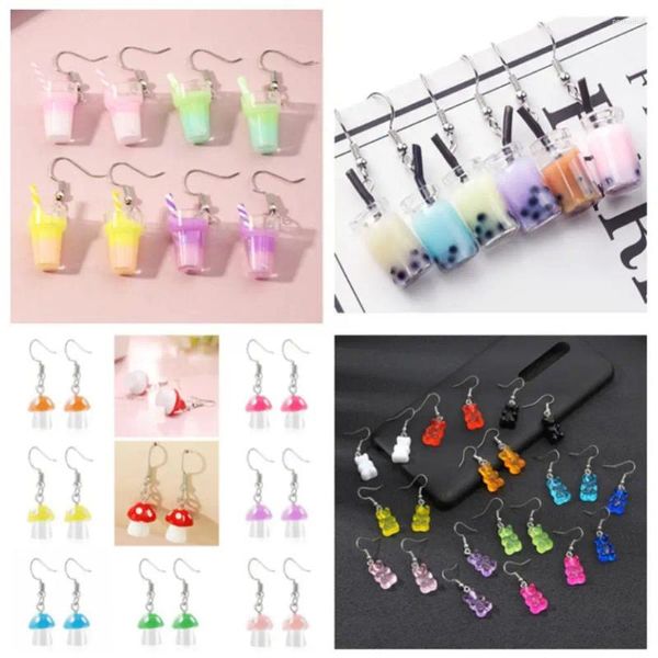 Orecchini penzolanti Mini dadi colorati Oreri per le donne Drop Drop Nappel Candy Colore Stud