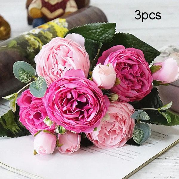 Dekoratif Çiçekler 5 Farsça Peonies Dekorasyon için Yapay Yumuşak İpek Bezi Sahte Oda Aksesuarları