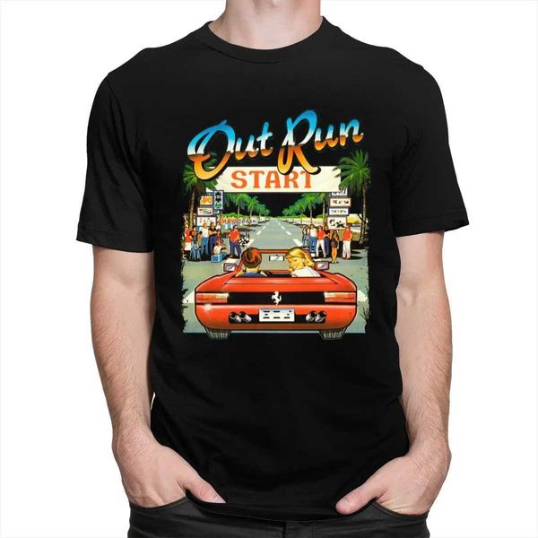 Camisetas masculinas Japão Arcade Racing Video video video fora camiseta de camiseta dos homens dos anos 80