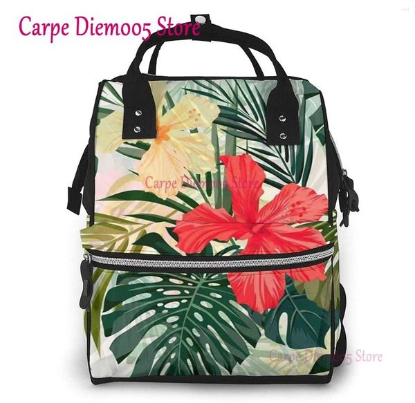 Rucksack Sommer Hawaiian bedruckte Mumienwickelbeutel Multifunktion Mutterschaft Windeln Kid mit Laptoptasche