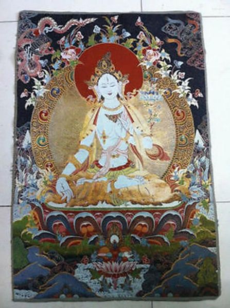 Estatuetas decorativas Tibete Nepal Thangka Tara Buda Kuan estátua Guan Yin Exorcismo Paz riqueza NER16