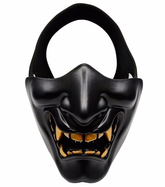 Half Face Airsoft Mask Halloween Kostüm Cosplay BB Böses Dämon Monster Kabuki Samurai Hannya Oni halb Cover Prajna Masken Sh1909222326138