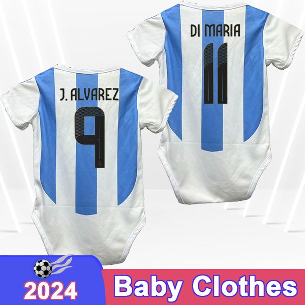 2024 di Maria Baby Kleidung Occer Trikots Martinez Romero de Paul Mac Allister J. Alvarez TagliaFico Home Football Shirts Hemden