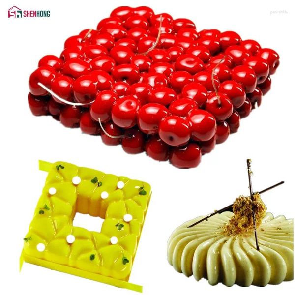 Moldes de cozimento Shenhong 3pcs/conjunto Art Silicone 3D Cherry Cake Mold para Mousse Chocolate Sponge Pams Decorating Tools