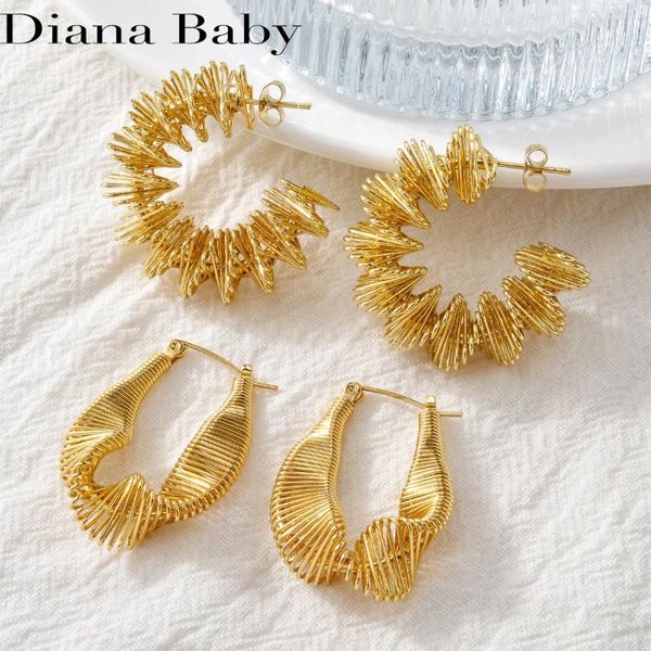 Hoop -Ohrringe Diana Baby einzigartige Geometrie Twist Ohrring für Frauen vergoldeter Edelstahl Big Africa Gothic Dubai Schmuck Accessori