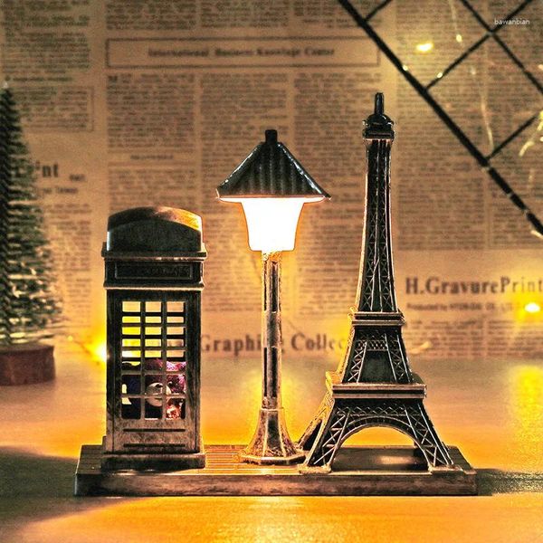 Dekorative Figuren Retro-Parisian Eiffelturm Street Lampe Student Geschenk Tabletop Nachtleuchte Home Decor Accessoires