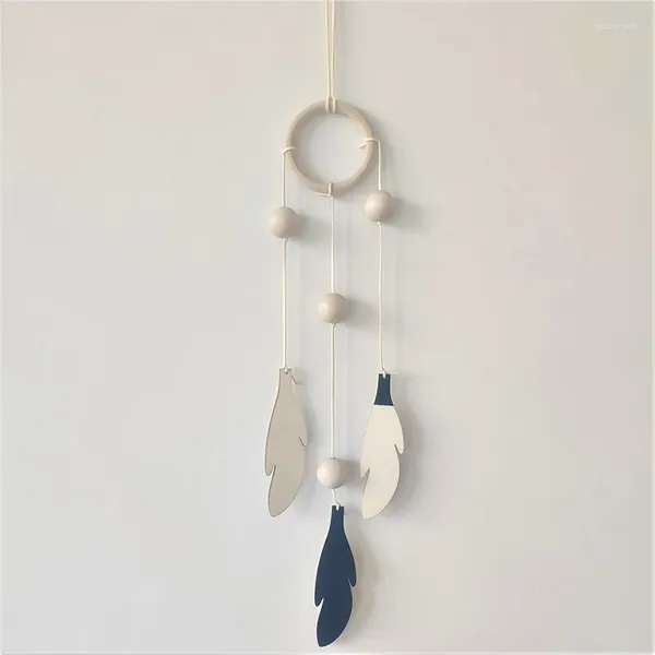 Dekorative Figuren Nordic Wind Chime Holz Mini Traumfänger Baby Kinderzimmer Dekorationen Wandbett Zelt hängen Anhänger DIY Kit Po Requisiten