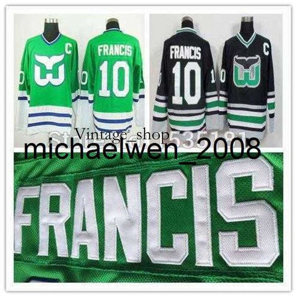 Vin Weng 2016 Großhandel CCM Ron Francis Trikot #10 Home Green New Black Old Style Vintage Stitched Ice Hockey Trikots C P.