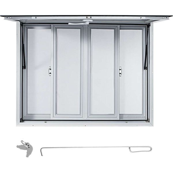 Vevor -Fenster, 48 x 36 Zoll, Aluminiumlegier -LKW -Service mit 4 horizontalen Schiebebefenster -Markisen -Brennmagnern -Tür -Haken, Serviertfenster für Lebensmittel -LKWs