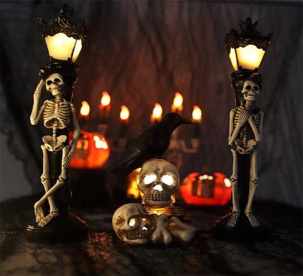 Simulazione Resin Skull Decoration Light Light Party LEDEOUT PROPS HALLOWEEN LAMP SCHELETRA LAMPATICA DECORATIVA PER DECORE 2202952822