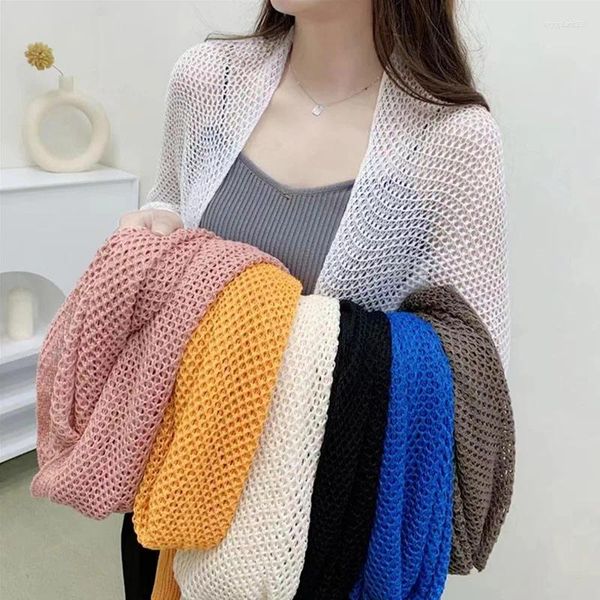 Frauenjacken Sommer Feste Farbe Kurzdünne Frauen Strickjacken atmungsaktiven hohl ausgestrickten Mantel koreanische Mode Casual Top Kleidung