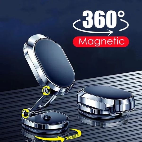 Metal Magnetic Car Phone Stand Cell Suporte para iPhone Xiaomi Huawei Suporte ajustável 360 Magnet Mobile Dashboard Holdhe