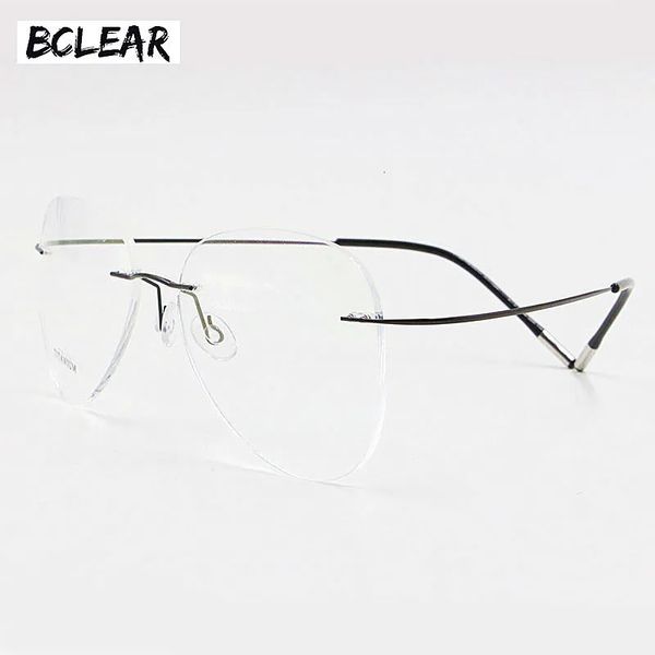 Bclear Rimless Moda Tasarımcısı Gözlükler Optik Gözlükler Çerçeve Erkek ve Kadın Gözlük Hafif Esnek Gösteri 240507
