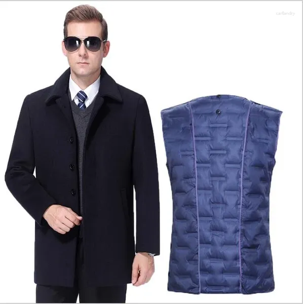 Jackets masculinos de inverno europeu de inverno Trench thench Coat casual lã de comprimento médio sobretudo de comprimento espessado de revestimento de revestimento destacável