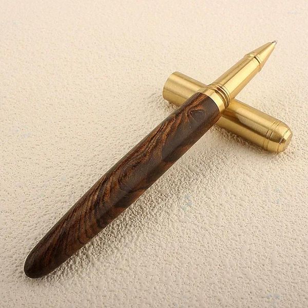 Vintage Luxury Wooden Tiger Padrão de cobre Roller Ball assinatura Ferramenta de escrita de 0,7 mm de 0,7 mm