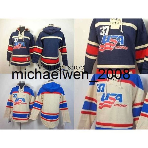 Vin Weng 2016 Новая розничная фабрика цена 2014 Новый старый Hockey Hockey 2014 Team USA Blank без номеров Fleece Fulie Jerseys вышиты S