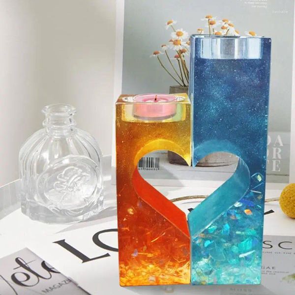 Titulares de vela Silicone Holder Love Candlestick Diy Crystal Epoxy Molde