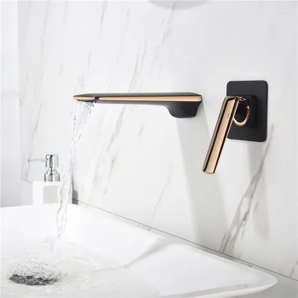 Banyo lavabo musluklar duvara monte havza musluğu gül altın yaygın tek sap ve soğuk şelale mikseri