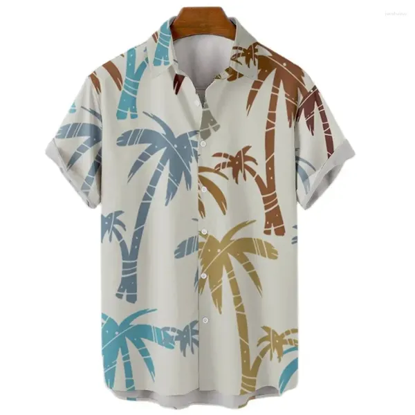Herren lässige Hemden 2024 Hawaiian Shirt 3D Printed einfache lose modische Single -Breast -Sommer -Strand Kurzarm schnell trockene Tops