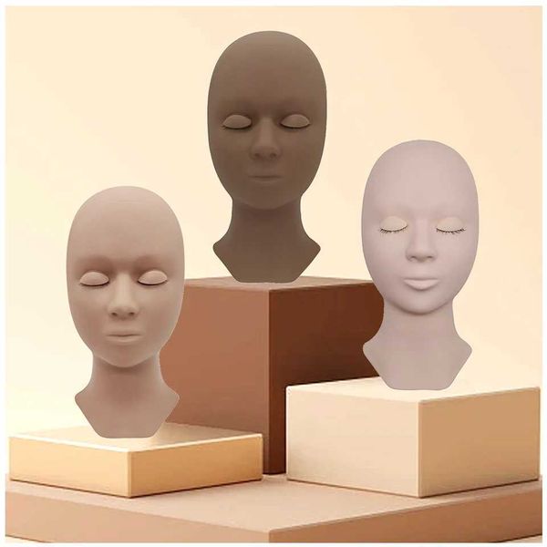 Teste di manichino Modello umano Training Testa Pratica delle ciglia estensione staccabile Maschera per gli occhi Silicone Makeup Bambole Faciale Q240510