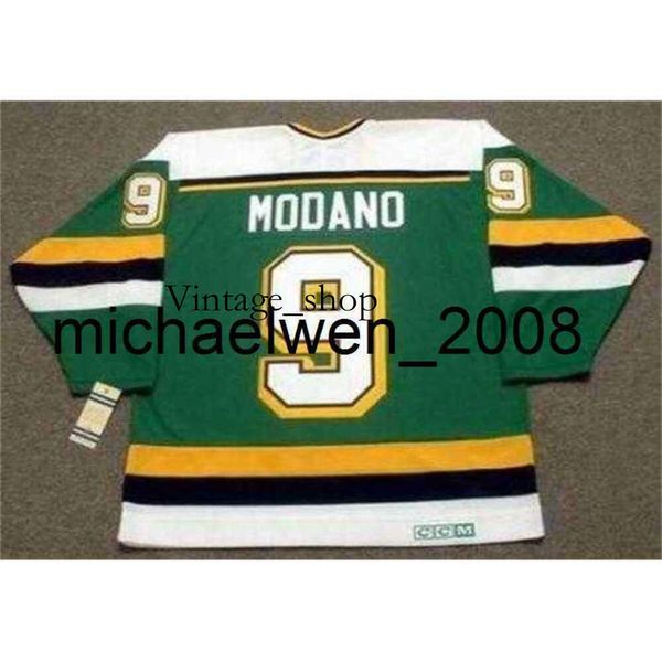 Vin Weng Men Women Youth 2018 Golety Cut Cut Mike Modano North Stars 1991 Vintage Away Hockey Jersey de alta qualidade Qualquer nome qualquer número