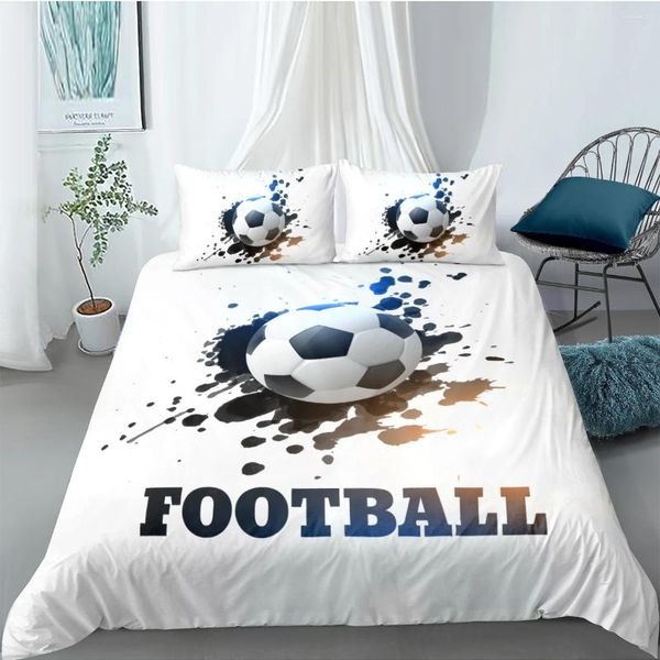 Bettwäsche -Sets 3D Football Design Bettdecke Set Quilt Covers und Kissenkoffer Full Twin Double Single Size White Bettwolken