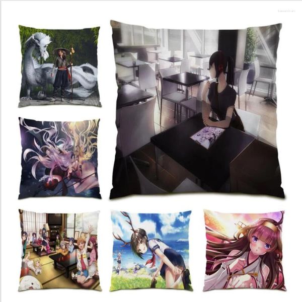 Подушка гостиная украшение 45x45 обложка японское аниме милый красивый плакат для девочек корпус бархат мультфильм домашний декор e0923