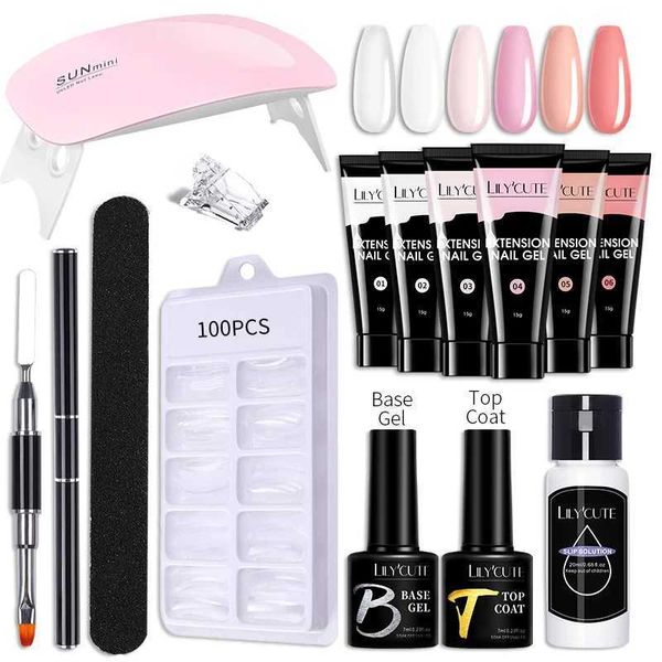 Nagelkunst Kits Lilycute Nagelgel Set 6W LED Lampe Full Manicure Set Vernis Semi Permanent Quick Extension Nagel Kit Set für Nagel Werkzeug Kit T240510