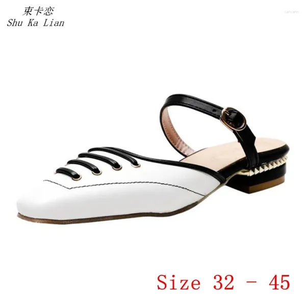 Повседневная обувь летние низкие каблуки Slingbacks Женщины насосы мулы каблука Женская вечеринка маленькая плюс размером 32 33 - 40 41 42 43 44 45