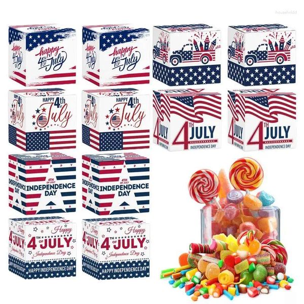Garrafas de armazenamento 2PCS Caixa patriótica de tratamento americano Prind Candy Basket Independence Day Gift Boxes para Memorial Holiday Party Decoration