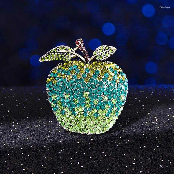 Broschen Ankunft Weihnachten Apfel Brosche Vintage Kreative Full Strass-Abzeichen High-End-Anzug-Mantelzubehör Pins Corsage Corsage