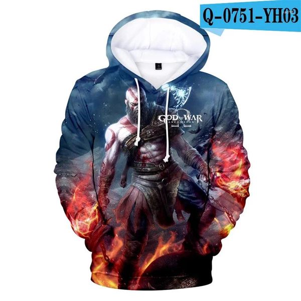 Erkek Hoodies 3D Oyun God of War baskılı kratos grafik sweatshirts çocuk moda sokak giyim serin kapşonlu kapüşonlu harajuku kazak üst