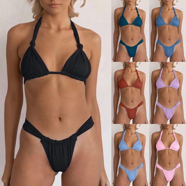 Kadın mayo masası yüzmek için şortlar seksi bikini setleri kadınlar yüksek kesim 2pcs theg maysuit kravat juniors banyo takım elbise ile