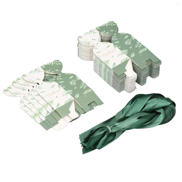 Estatuetas decorativas Caixa de presente verde com bordas mais suaves de fita Material de papel hard