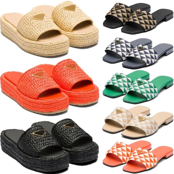 2024Newdesigner Sandals Lüks İşlemeli Kumaş Slaytları İzleyiciler Ciabatte Clear Flat Tığ Flatform Loafers Sliders Ayakkabı Kadın Sezunları