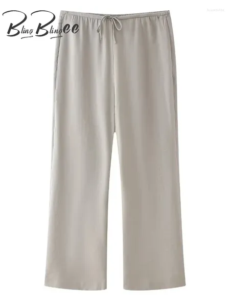 Frauenhose Blingblingee 2024 Sommer -Pyjama -Stil Frauen Weitkordelstring hoher Taille in voller Länge lässige Hosen weibliche Hosen Y2K