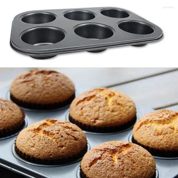 Backformen Kapmore 1pc Cupcake Pan Egart Schimmelpilz 6-Cavitation Nicht-Schicht Iron Creative Muffin DIY-Werkzeuge