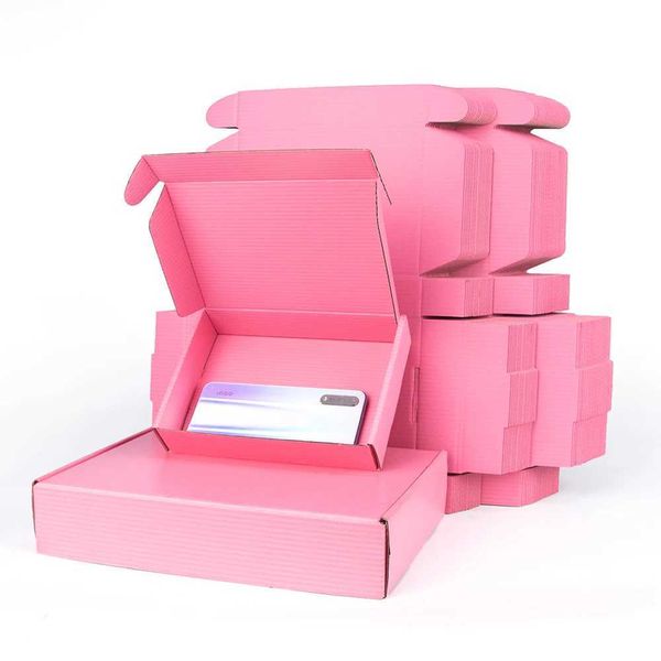 Geschenkverpackung 10 Stück/rosa Geschenkbox Urlaub Feier Verpackung 3-layer-verzinktes Papierpapier Express Boxq240511