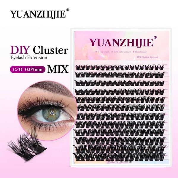 Falsche Wimpern Yuanzhijie Diy Cluster Wimpernverlängerung CD Curly und Fluffy Natural Fake Mink Split persönliche Make -up -Produkte Q240510