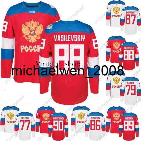 Vin Weng Copa da Copa do Mundo Jerseys de Hóquei Rússia WCH 90 NAMESTNIKOV 89 NESTEROV 88 VASILEVKSKIY 87 Shipachev 86 Kucherov 79 Markov 77 Telegin