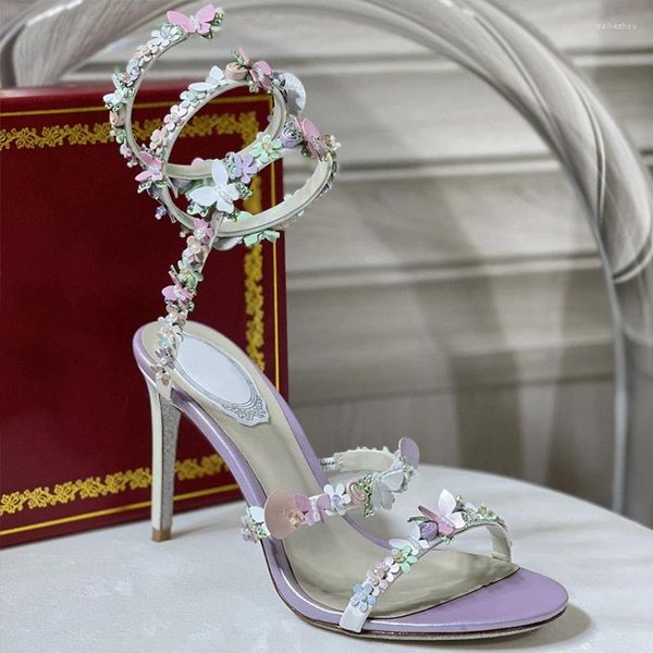 Sandals Crystal Ciondolo Donna Estate 2024 9,5 cm tacco aperto per matrimoni a punta da sposa da sposa Cavie Snake Pompe di lusso Fashion Luxury