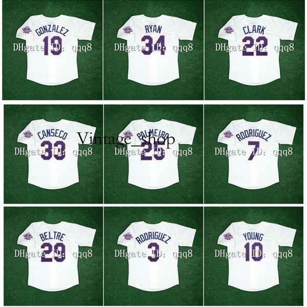 Vin 1993 Vintage Texas Baseball Jersey Nolan Ryan Juan Gonzalez Adrian Beltre Ivan Rodriguez Alex Rodriguez Michael Jose Canseco Rafael