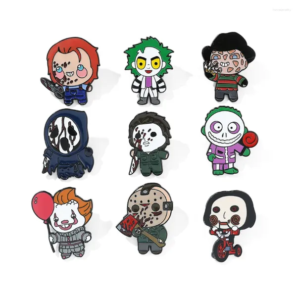 Broschen Cartoon Chucky Doll Brosche süße Abzeichen auf Rucksack Pin Kleidung Kleidungsstück Jeans Accessorie Horror Film Metal Lape Decor Schmuck Schmuck