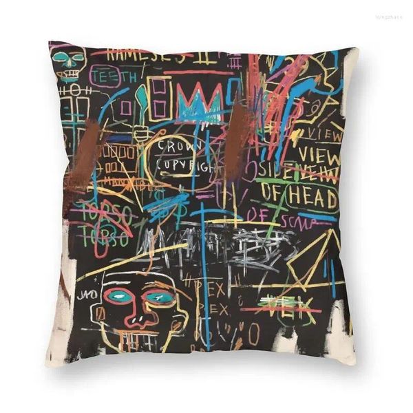 O travesseiro vetorizado York Street Art Caps Velvet Jean Michel Basquiat Throw for Sofá Car Square Proasshcase Decor