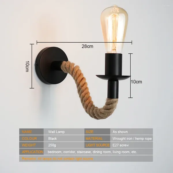 Lâmpada de parede E27 Edison Bulbo Ferro Interior Luzes de Loft Vintage LED LED DE decoração Industrial Decor Light